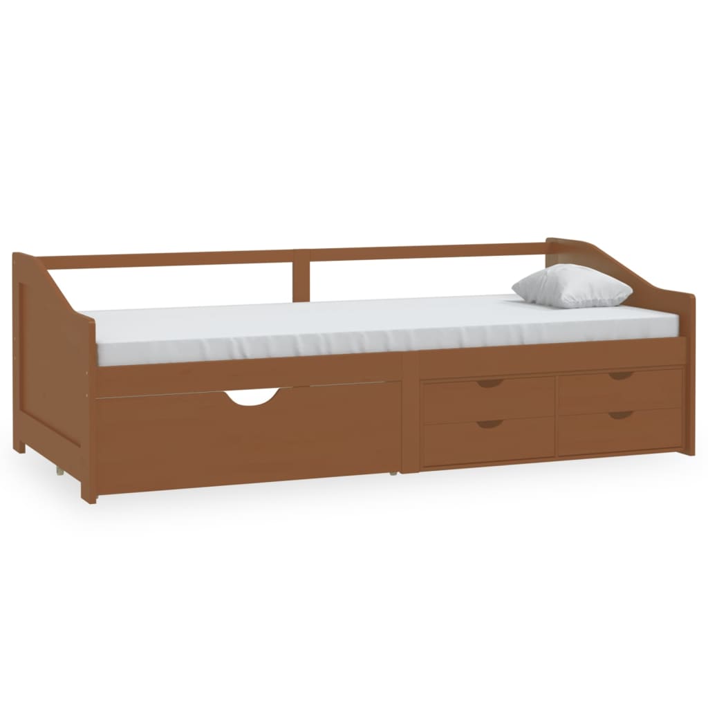 vidaXL Pat de zi, 3 locuri, sertare, maro miere, 90x200 cm, lemn pin vidaXL Pat de zi, 3 locuri, sertare, maro miere, 90x200 cm, lemn pin