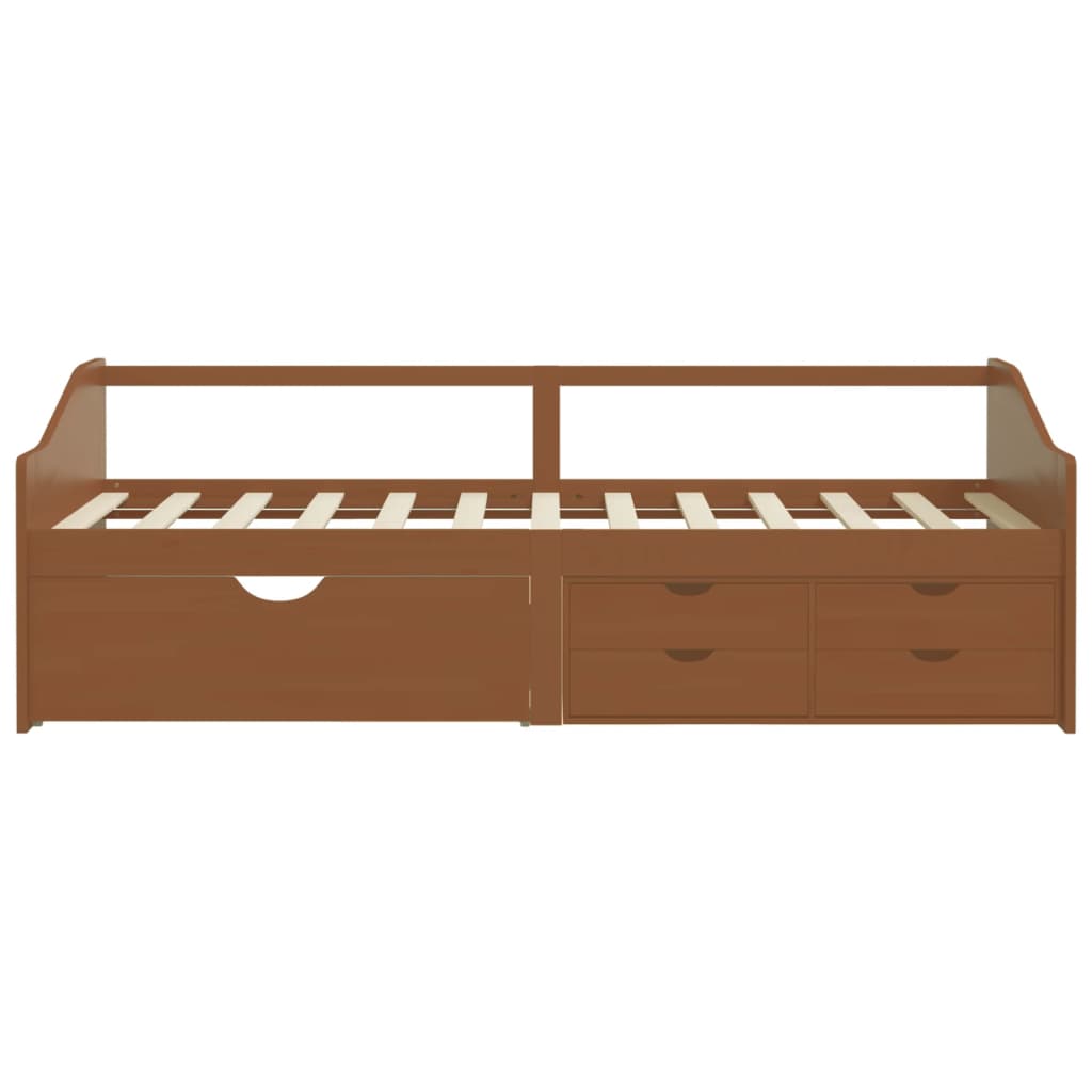 vidaXL Pat de zi, 3 locuri, sertare, maro miere, 90x200 cm, lemn pin vidaXL Pat de zi, 3 locuri, sertare, maro miere, 90x200 cm, lemn pin