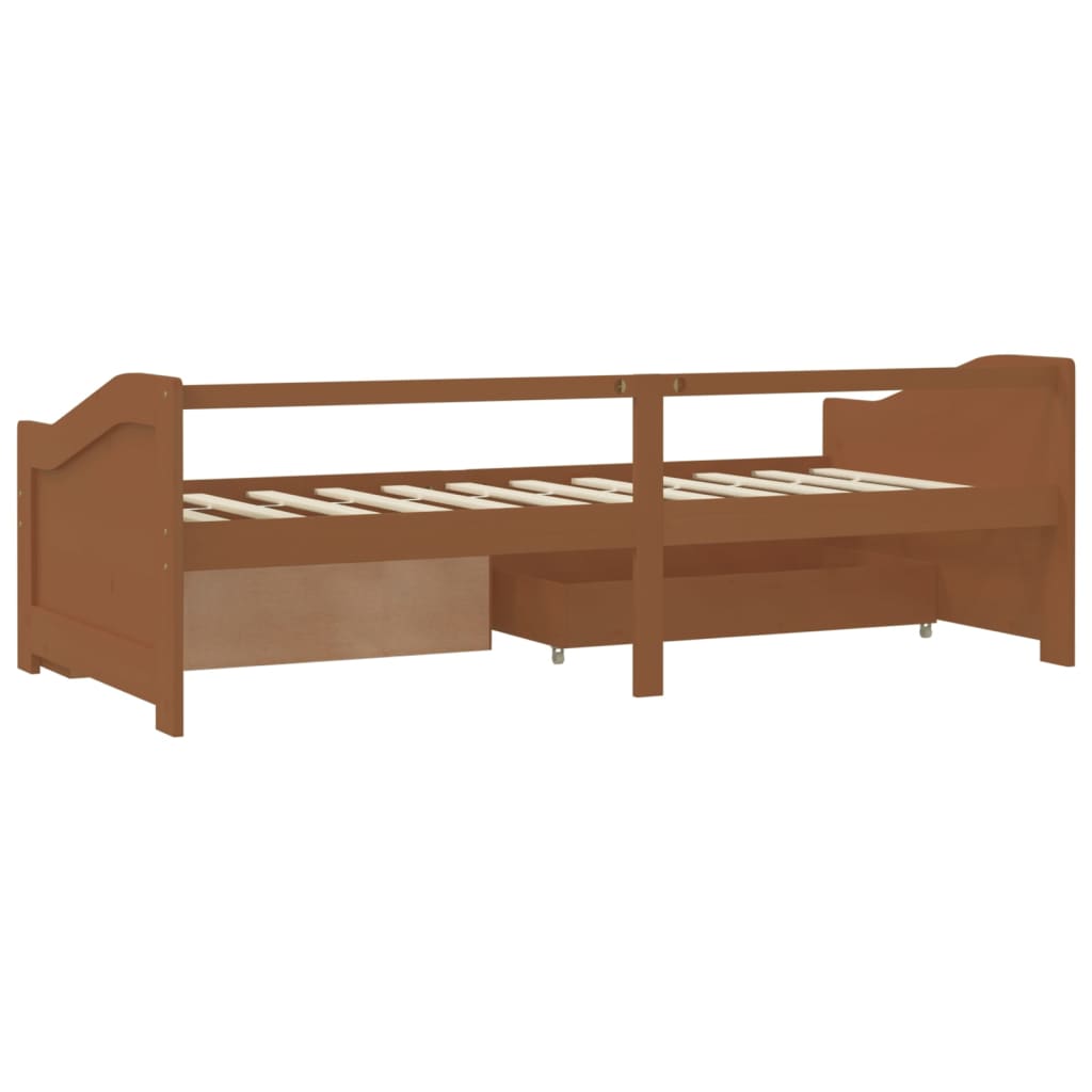 vidaXL Pat de zi, 3 locuri, sertare, maro miere, 90x200 cm, lemn pin vidaXL Pat de zi, 3 locuri, sertare, maro miere, 90x200 cm, lemn pin