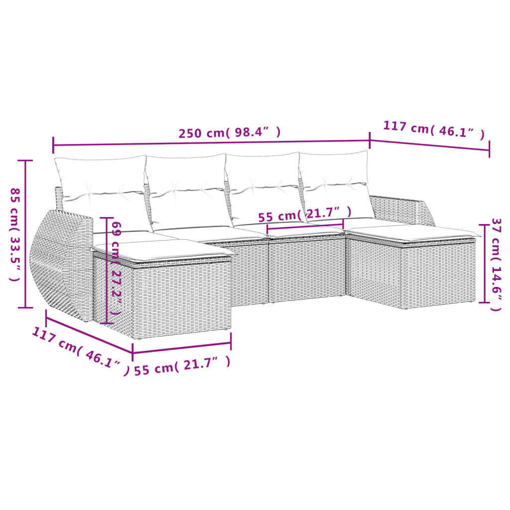 vidaXL Set canapele de grădină cu perne, 6 piese, bej, poliratan vidaXL Set canapele de grădină cu perne, 6 piese, bej, poliratan