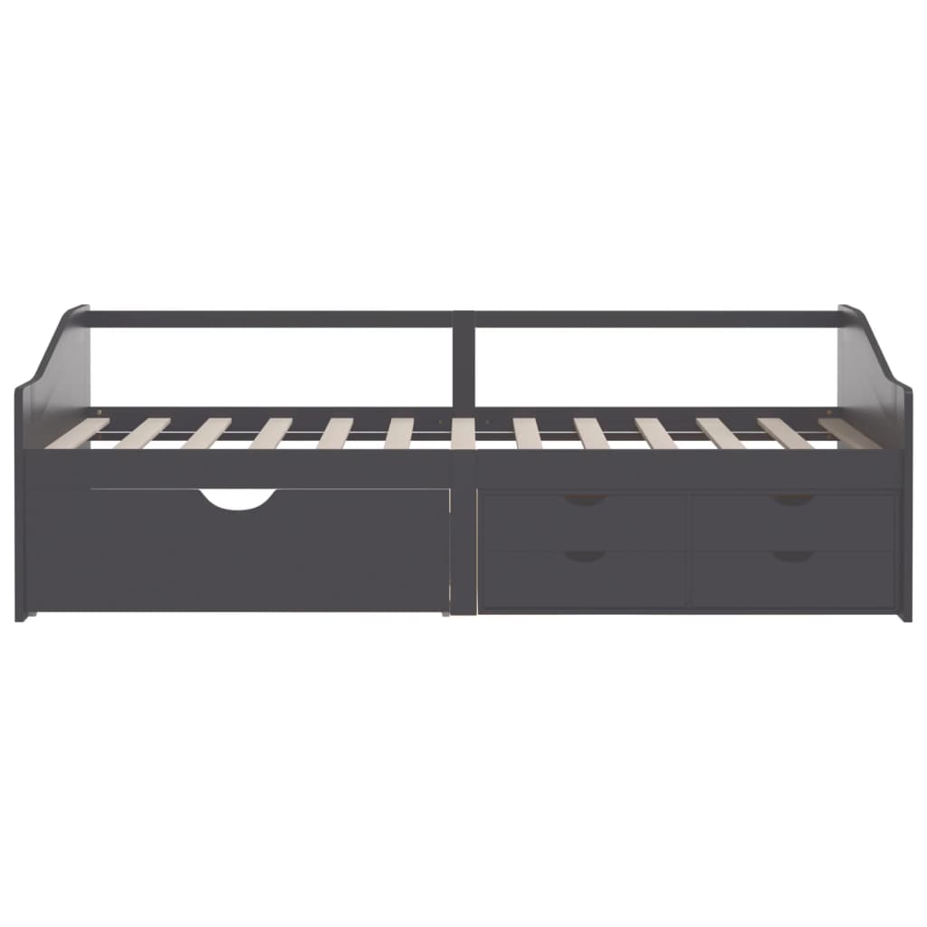 vidaXL Pat de zi cu 3 locuri cu sertare, gri, 90x200 cm lemn masiv pin vidaXL Pat de zi cu 3 locuri cu sertare, gri, 90x200 cm lemn masiv pin