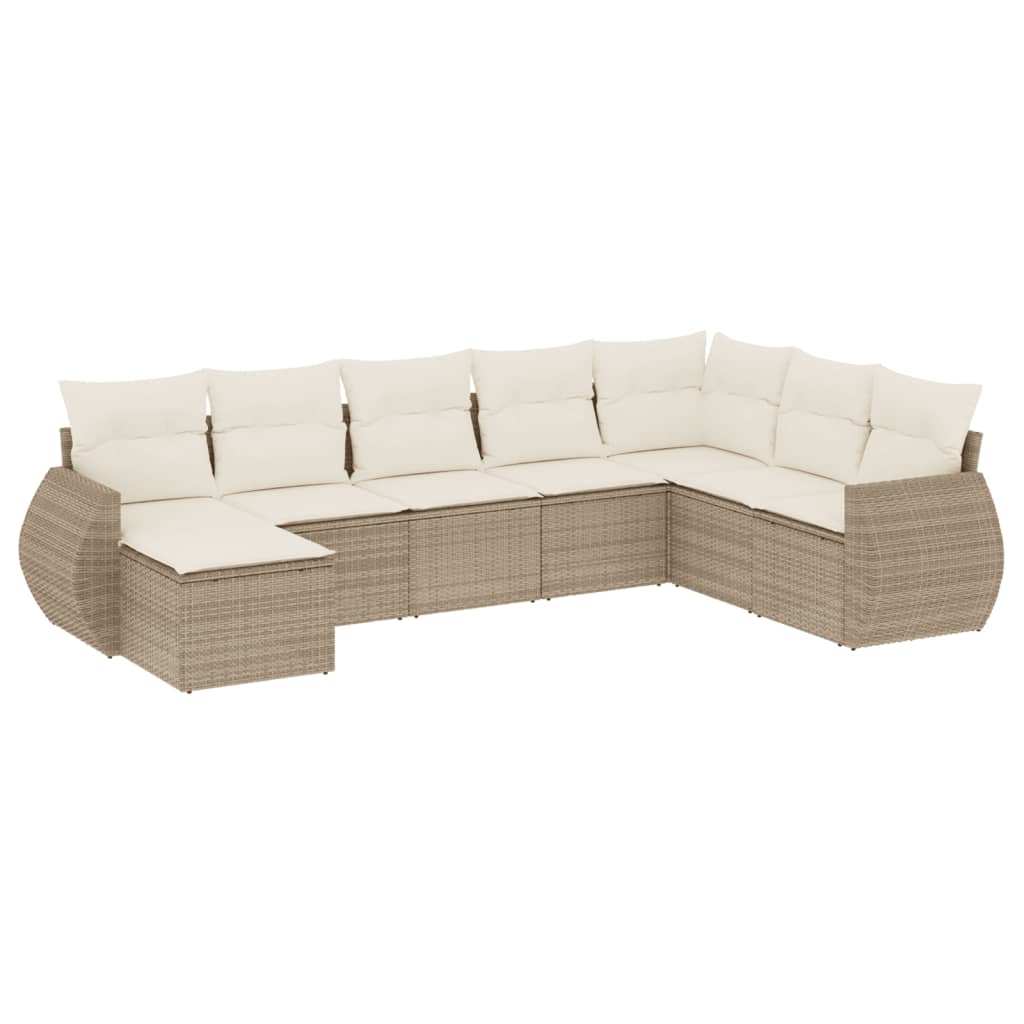 vidaXL Set canapele de grădină, 8 piese, cu perne, bej, poliratan