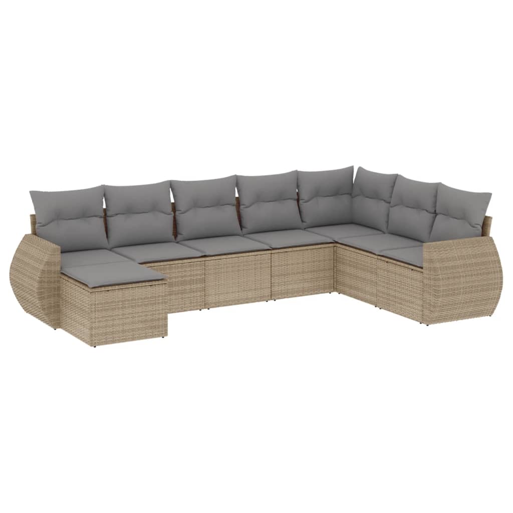 vidaXL Set canapele de grădină, 8 piese, cu perne, bej, poliratan