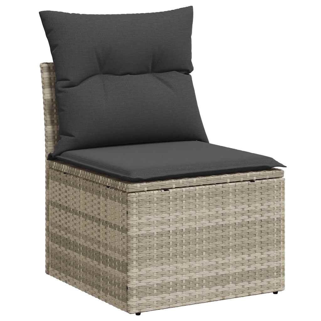vidaXL Set mobilier de grădină cu perne, 8 piese gri deschis poliratan vidaXL Set mobilier de grădină cu perne, 8 piese gri deschis poliratan