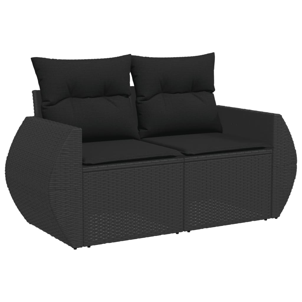 vidaXL Set mobilier de grădină cu perne, 9 piese, negru, poliratan vidaXL Set mobilier de grădină cu perne, 9 piese, negru, poliratan
