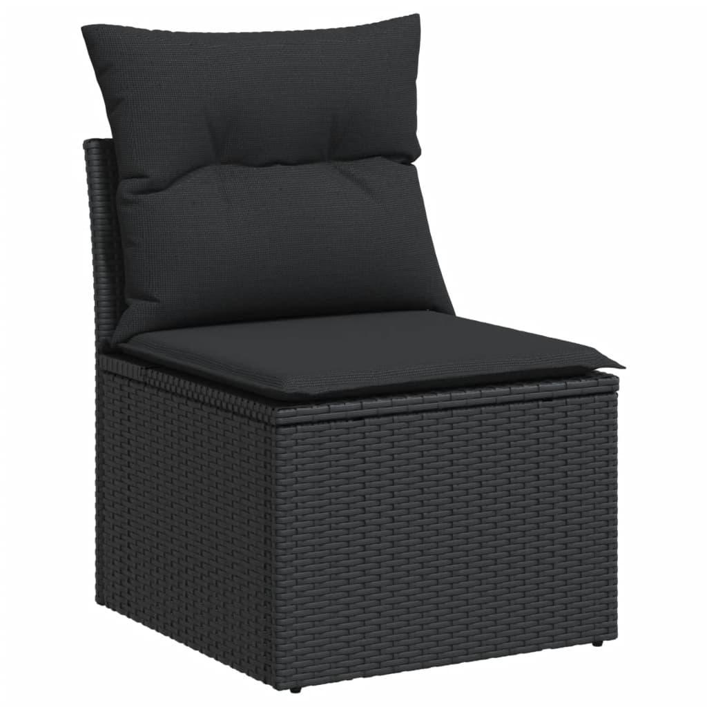 vidaXL Set mobilier de grădină cu perne, 9 piese, negru, poliratan vidaXL Set mobilier de grădină cu perne, 9 piese, negru, poliratan