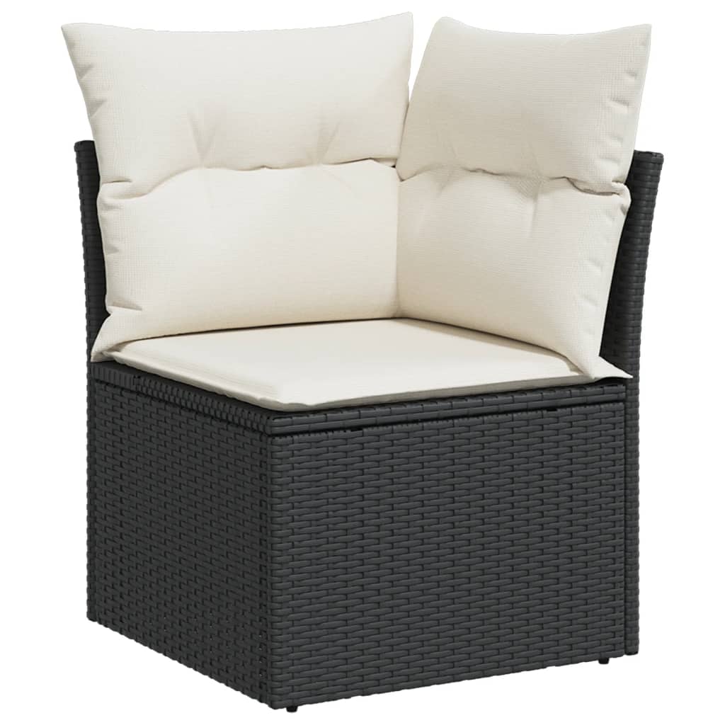 vidaXL Set mobilier de grădină cu perne, 9 piese, negru, poliratan vidaXL Set mobilier de grădină cu perne, 9 piese, negru, poliratan