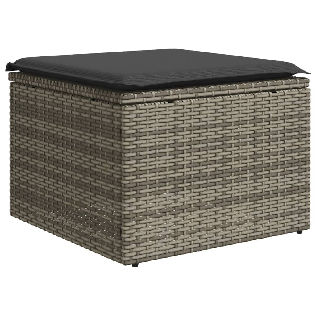 vidaXL Set canapele de grădină, 9 piese, cu perne, gri, poliratan vidaXL Set canapele de grădină, 9 piese, cu perne, gri, poliratan