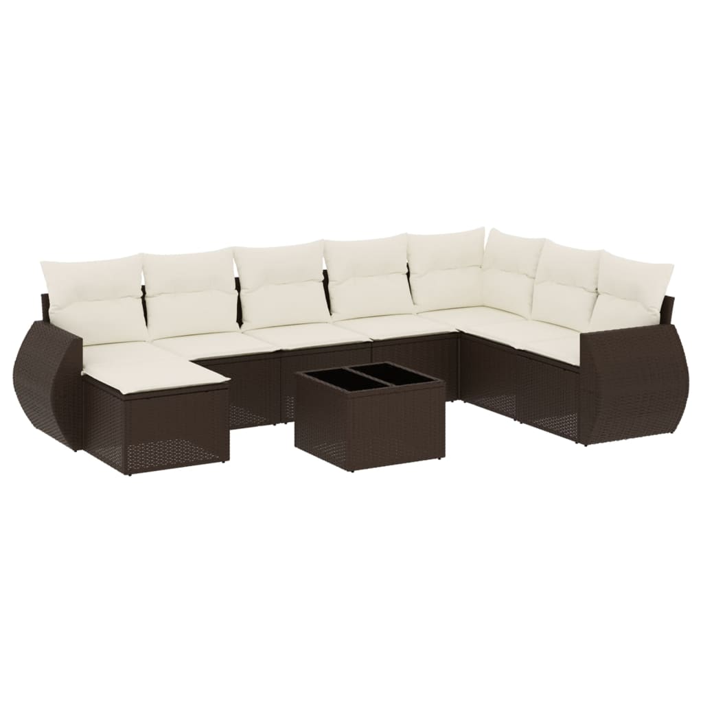 vidaXL Set canapele de grădină cu perne, 9 piese, maro, poliratan vidaXL Set canapele de grădină cu perne, 9 piese, maro, poliratan