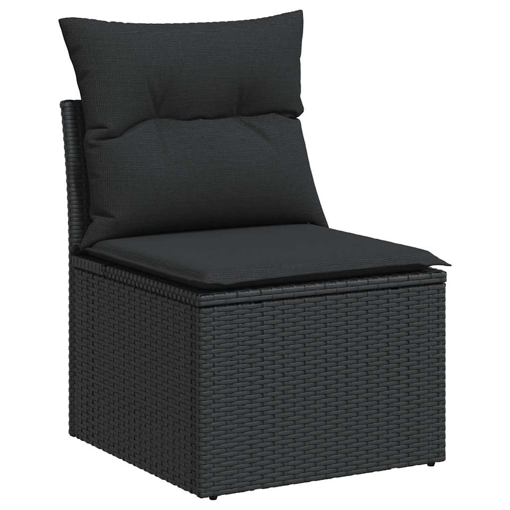vidaXL Set mobilier de grădină cu perne, 6 piese, negru, poliratan vidaXL Set mobilier de grădină cu perne, 6 piese, negru, poliratan