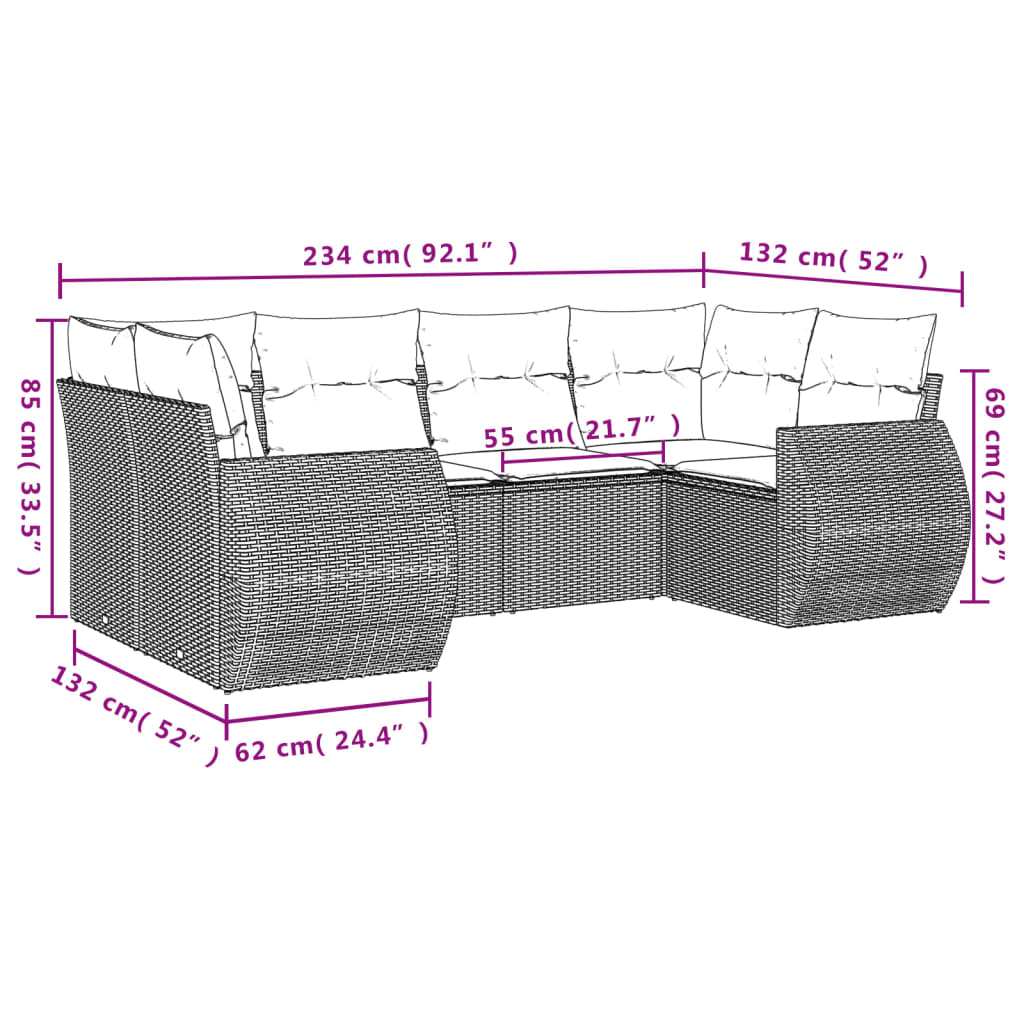 vidaXL Set mobilier de grădină cu perne, 6 piese, negru, poliratan vidaXL Set mobilier de grădină cu perne, 6 piese, negru, poliratan