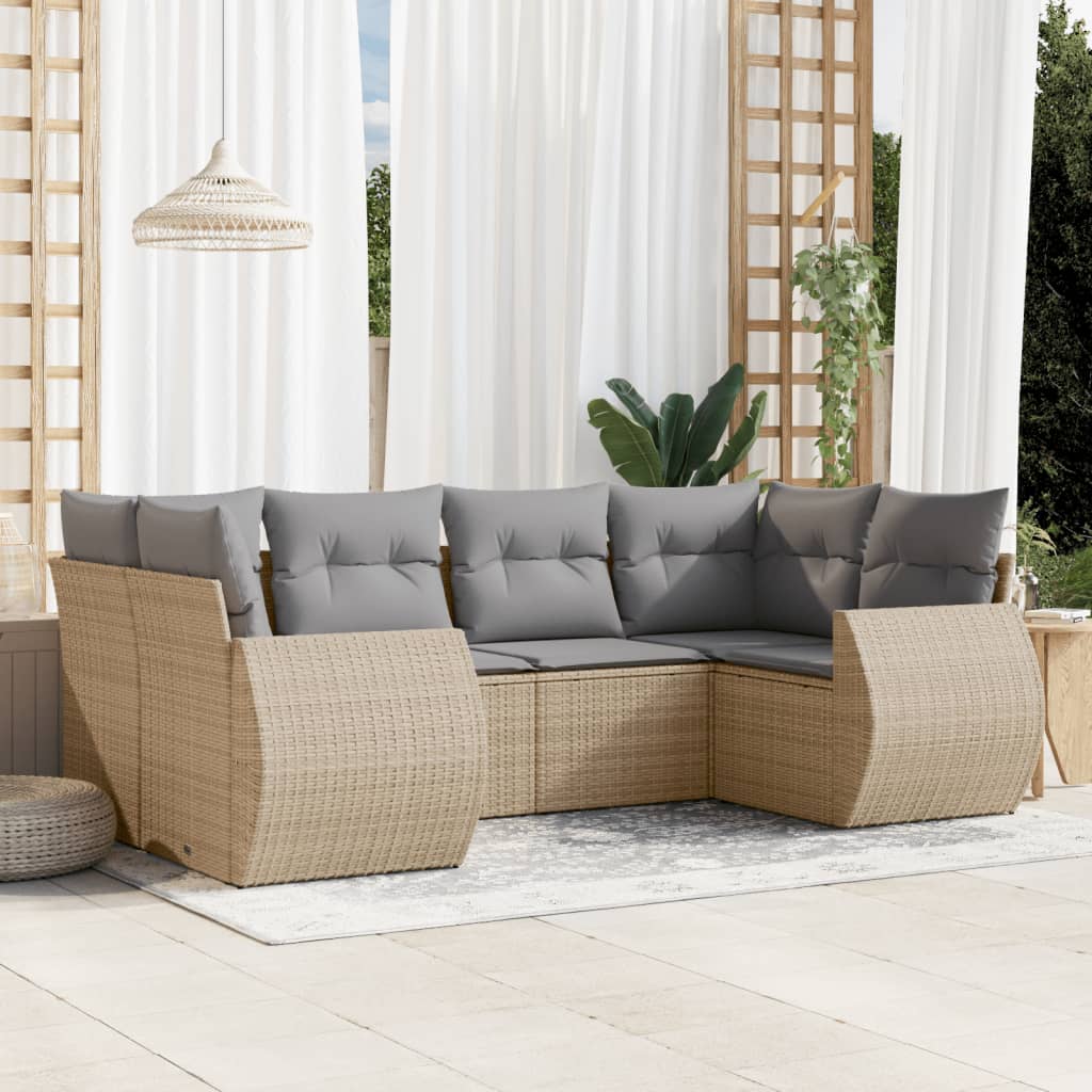 vidaXL Set canapele de grădină cu perne, 6 piese, bej, poliratan vidaXL Set canapele de grădină cu perne, 6 piese, bej, poliratan