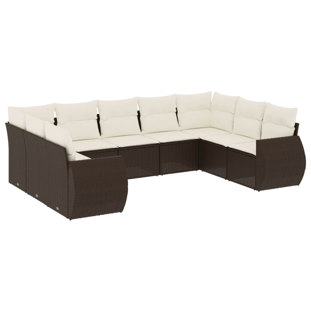 vidaXL Set canapele de grădină cu perne, 9 piese, maro, poliratan vidaXL Set canapele de grădină cu perne, 9 piese, maro, poliratan