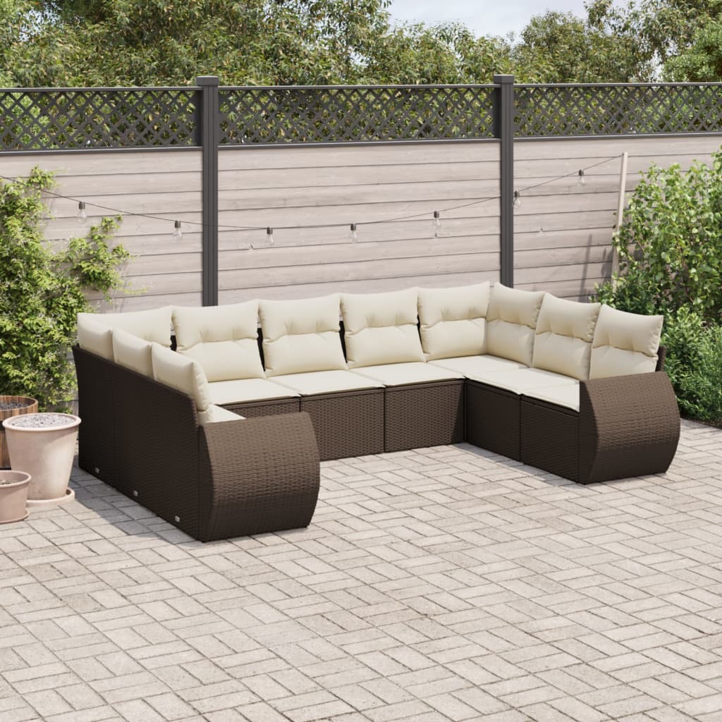 vidaXL Set canapele de grădină cu perne, 9 piese, maro, poliratan vidaXL Set canapele de grădină cu perne, 9 piese, maro, poliratan