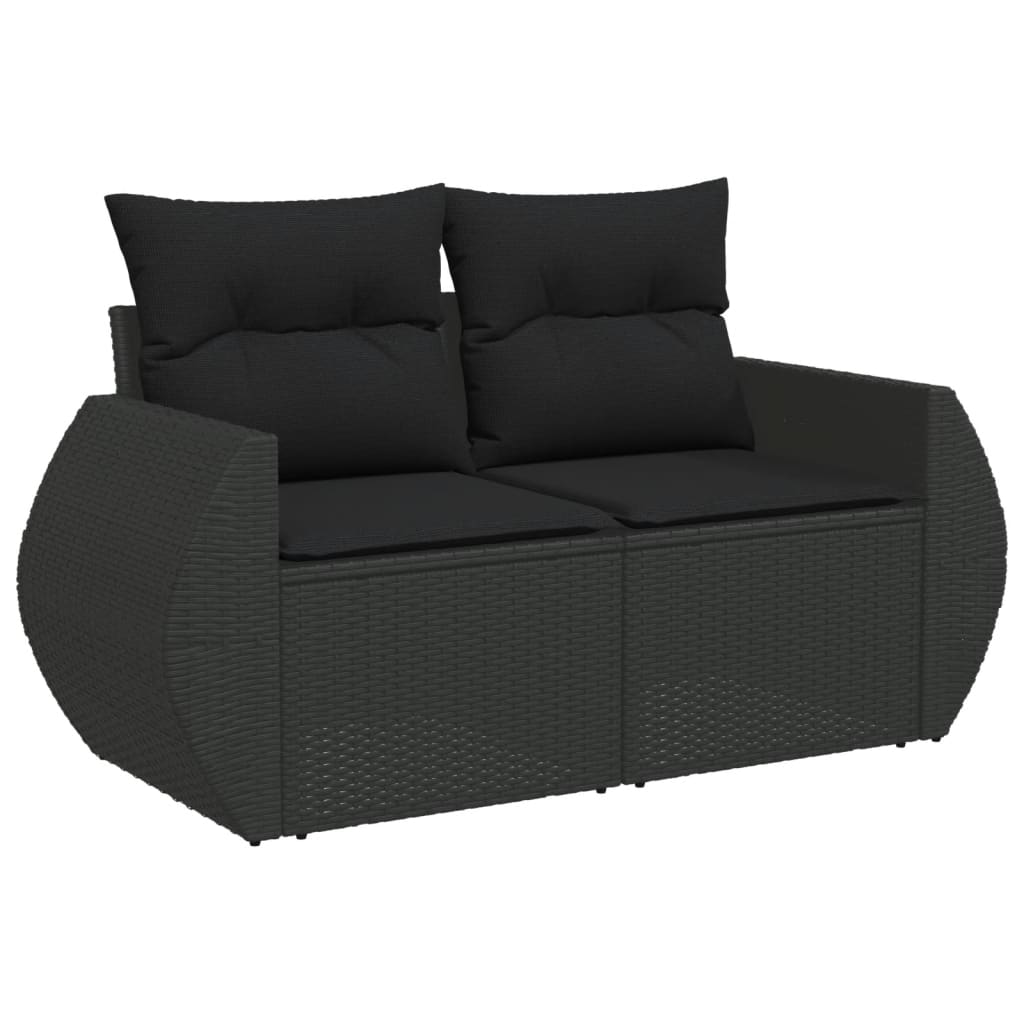 vidaXL Set mobilier de grădină cu perne, 9 piese, negru, poliratan vidaXL Set mobilier de grădină cu perne, 9 piese, negru, poliratan