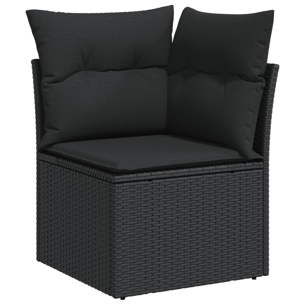 vidaXL Set mobilier de grădină cu perne, 9 piese, negru, poliratan vidaXL Set mobilier de grădină cu perne, 9 piese, negru, poliratan