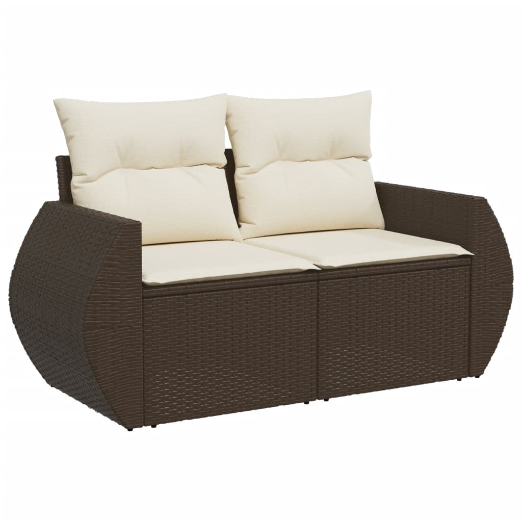 vidaXL Set canapele de grădină cu perne, 10 piese, maro, poliratan