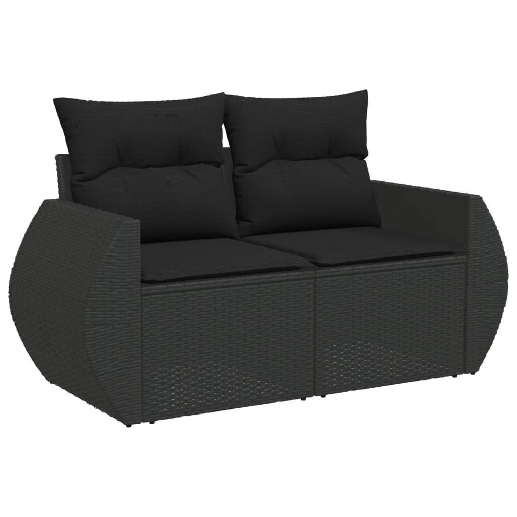 vidaXL Set mobilier de grădină cu perne, 9 piese, negru, poliratan vidaXL Set mobilier de grădină cu perne, 9 piese, negru, poliratan