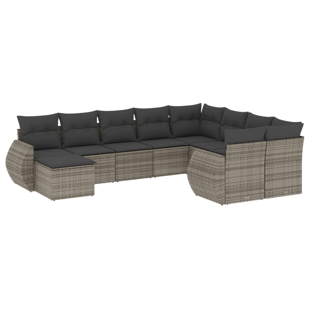 vidaXL Set mobilier de grădină cu perne, 10 piese, gri, poliratan vidaXL Set mobilier de grădină cu perne, 10 piese, gri, poliratan