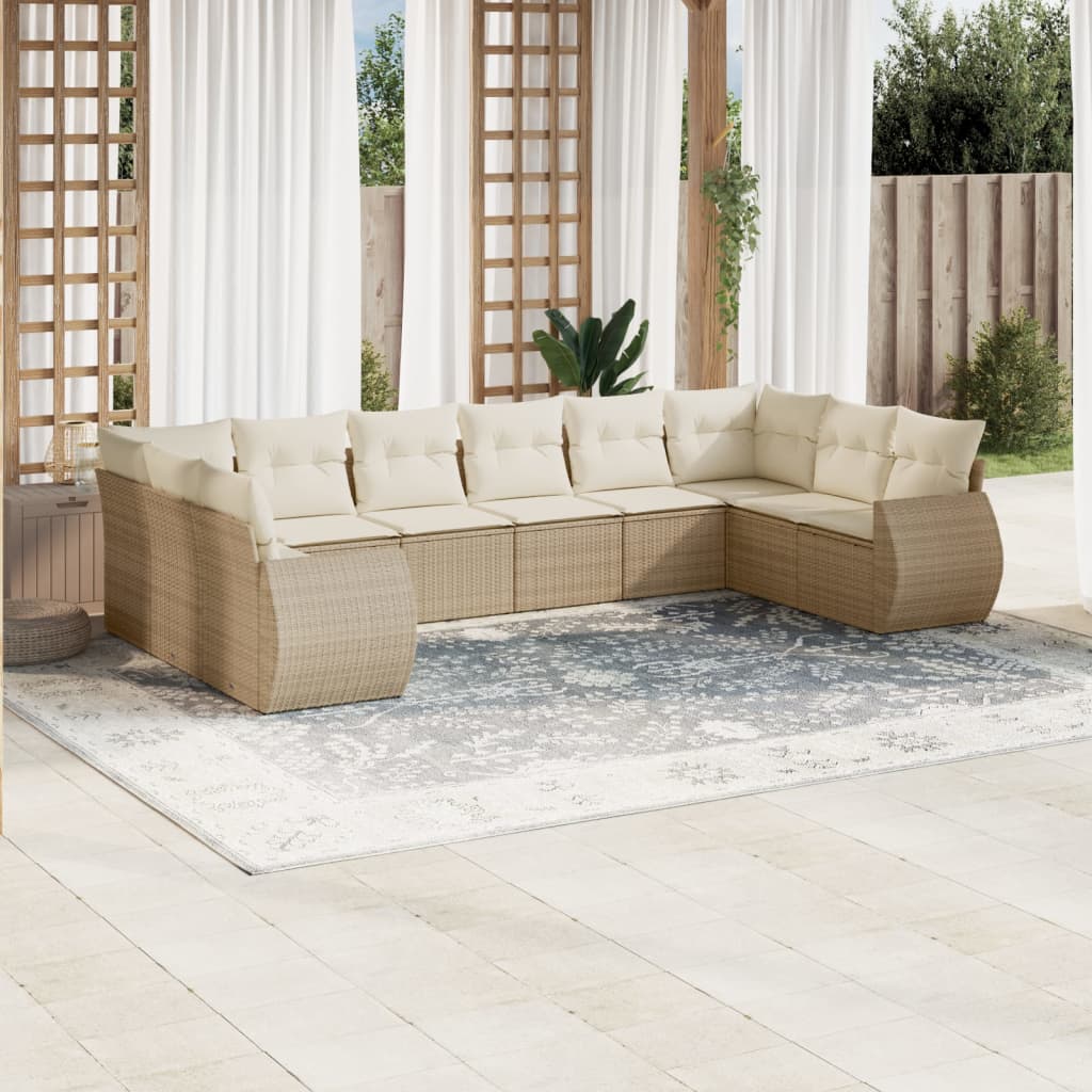 vidaXL Set canapele de grădină cu perne, 10 piese, bej, poliratan vidaXL Set canapele de grădină cu perne, 10 piese, bej, poliratan