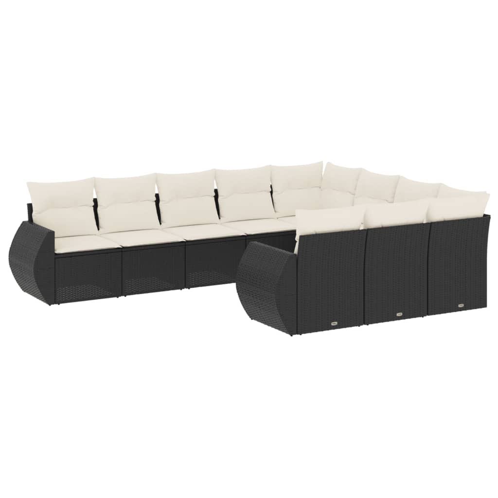 vidaXL Set canapele de grădină cu perne, 10 piese, negru, poliratan vidaXL Set canapele de grădină cu perne, 10 piese, negru, poliratan