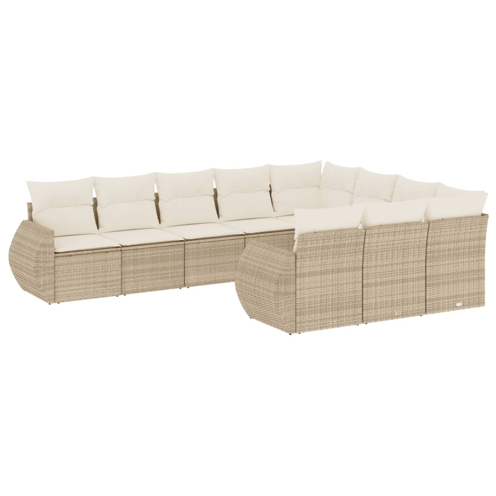 vidaXL Set canapele de grădină cu perne, 10 piese, bej, poliratan vidaXL Set canapele de grădină cu perne, 10 piese, bej, poliratan