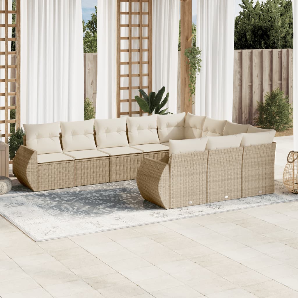 vidaXL Set canapele de grădină cu perne, 10 piese, bej, poliratan vidaXL Set canapele de grădină cu perne, 10 piese, bej, poliratan
