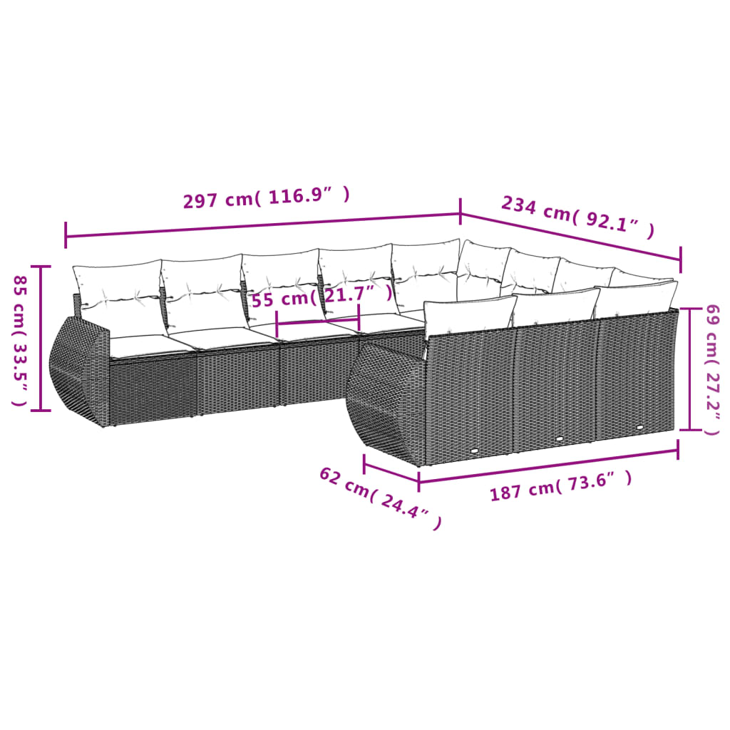 vidaXL Set canapele de grădină cu perne, 10 piese, bej, poliratan vidaXL Set canapele de grădină cu perne, 10 piese, bej, poliratan