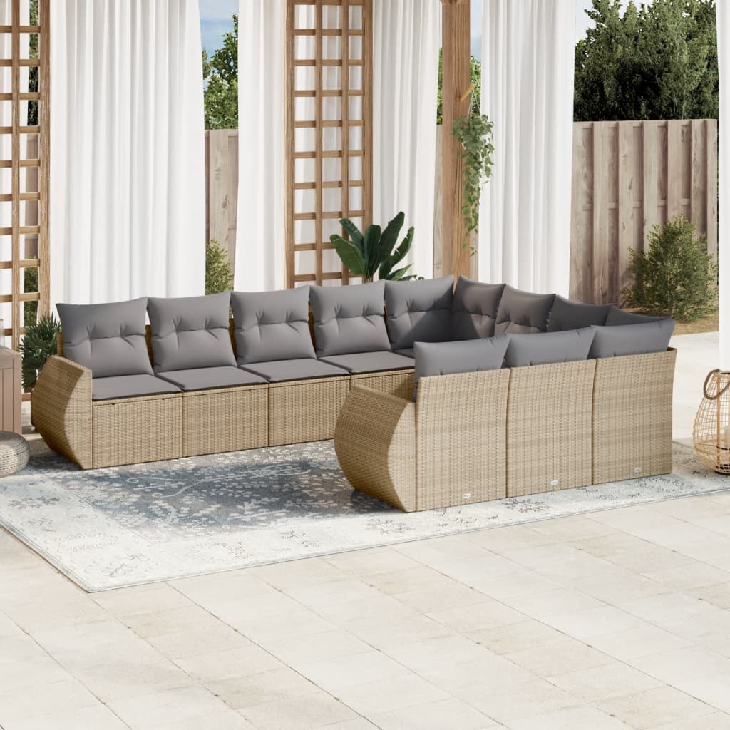 vidaXL Set canapele de grădină cu perne, 10 piese, bej, poliratan vidaXL Set canapele de grădină cu perne, 10 piese, bej, poliratan