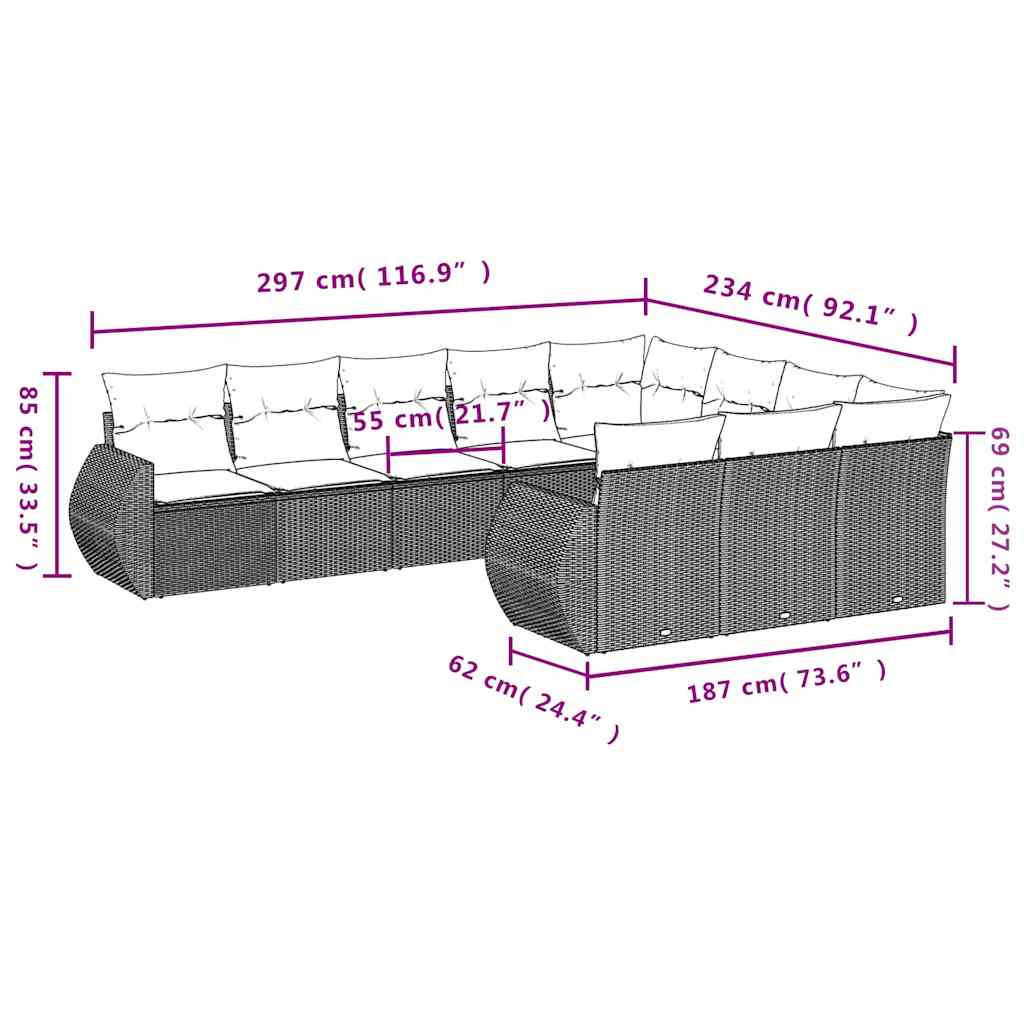 vidaXL Set canapele de grădină cu perne 10 piese gri deschis poliratan vidaXL Set canapele de grădină cu perne 10 piese gri deschis poliratan