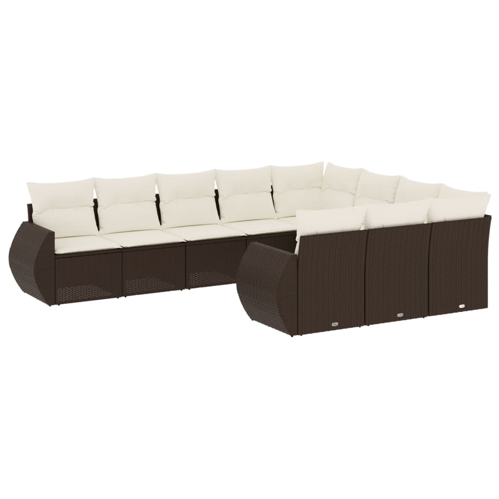 vidaXL Set canapele de grădină cu perne, 10 piese, maro, poliratan