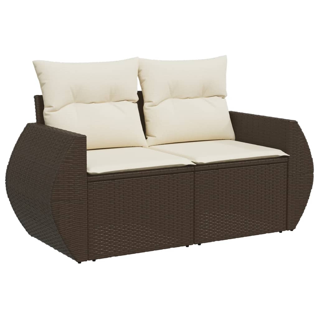 vidaXL Set canapele de grădină cu perne, 10 piese, maro, poliratan