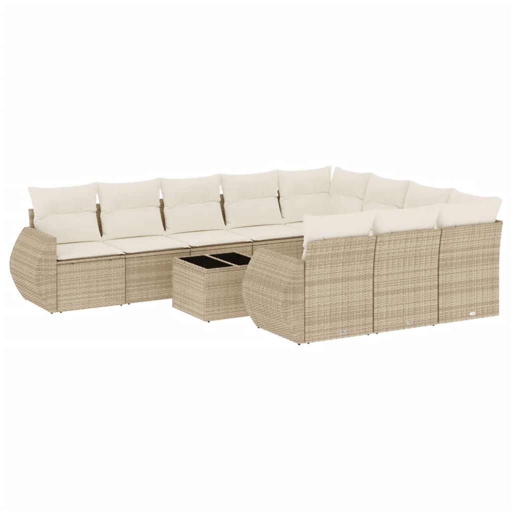 vidaXL Set canapele de grădină cu perne, 11 piese, bej, poliratan vidaXL Set canapele de grădină cu perne, 11 piese, bej, poliratan