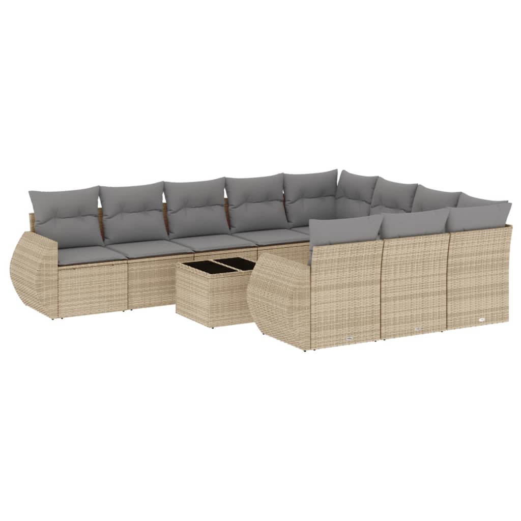 vidaXL Set canapele de grădină cu perne, 11 piese, bej, poliratan