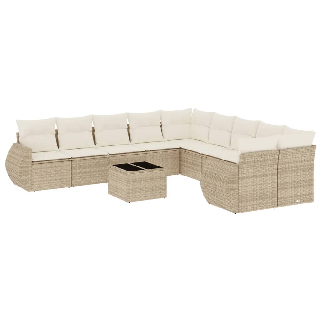 vidaXL Set canapele de grădină cu perne, 11 piese, bej, poliratan vidaXL Set canapele de grădină cu perne, 11 piese, bej, poliratan