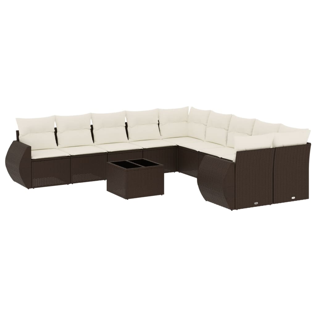 vidaXL Set canapele de grădină cu perne, 11 piese, maro, poliratan vidaXL Set canapele de grădină cu perne, 11 piese, maro, poliratan
