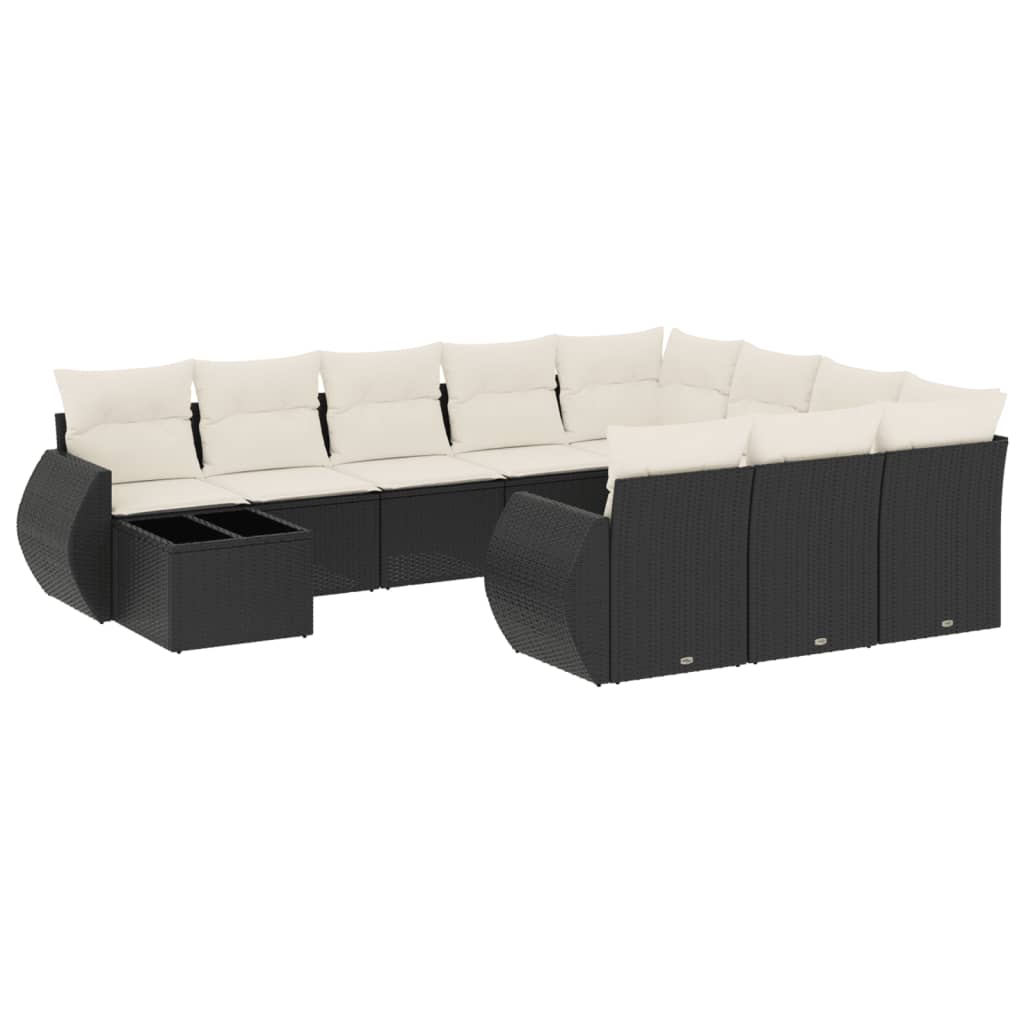 vidaXL Set canapele de grădină cu perne, 11 piese, negru, poliratan vidaXL Set canapele de grădină cu perne, 11 piese, negru, poliratan