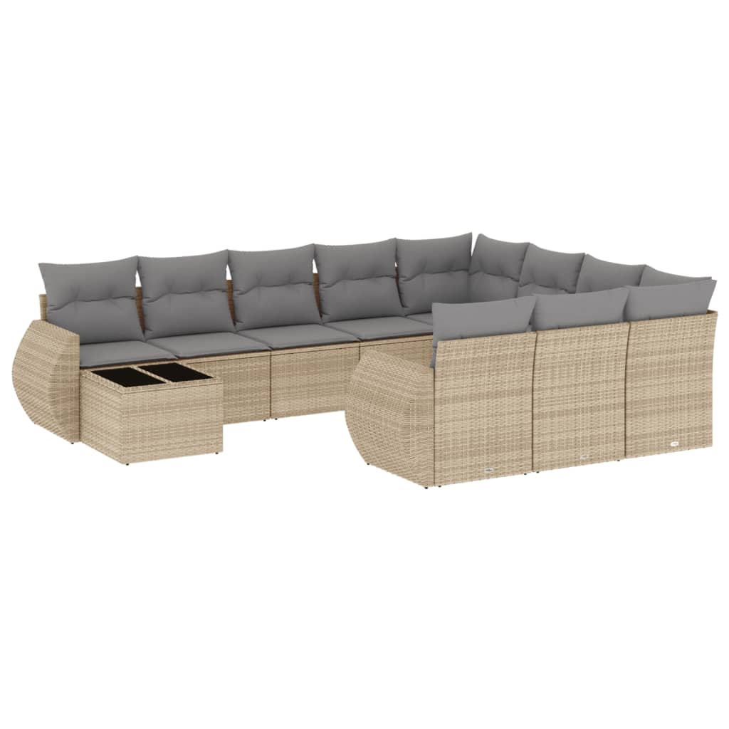 vidaXL Set canapele de grădină cu perne, 11 piese, bej, poliratan