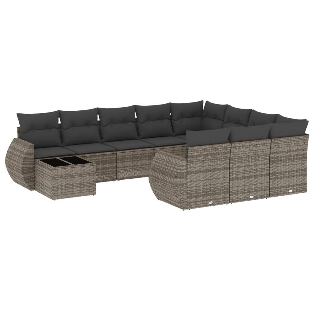 vidaXL Set canapele de grădină cu perne, 11 piese, gri, poliratan vidaXL Set canapele de grădină cu perne, 11 piese, gri, poliratan