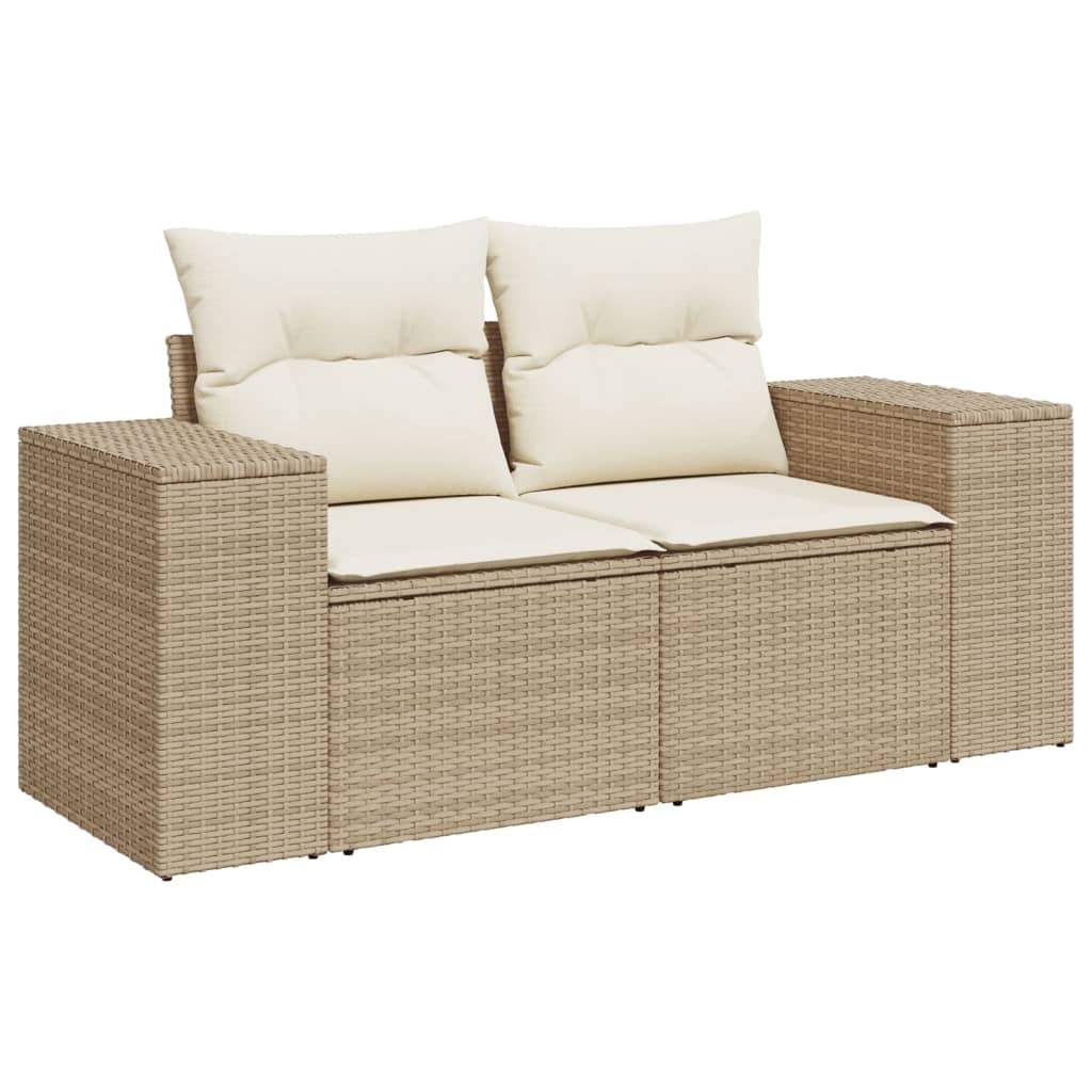 vidaXL Set canapele de grădină, 3 piese, cu perne, bej, poliratan vidaXL Set canapele de grădină, 3 piese, cu perne, bej, poliratan