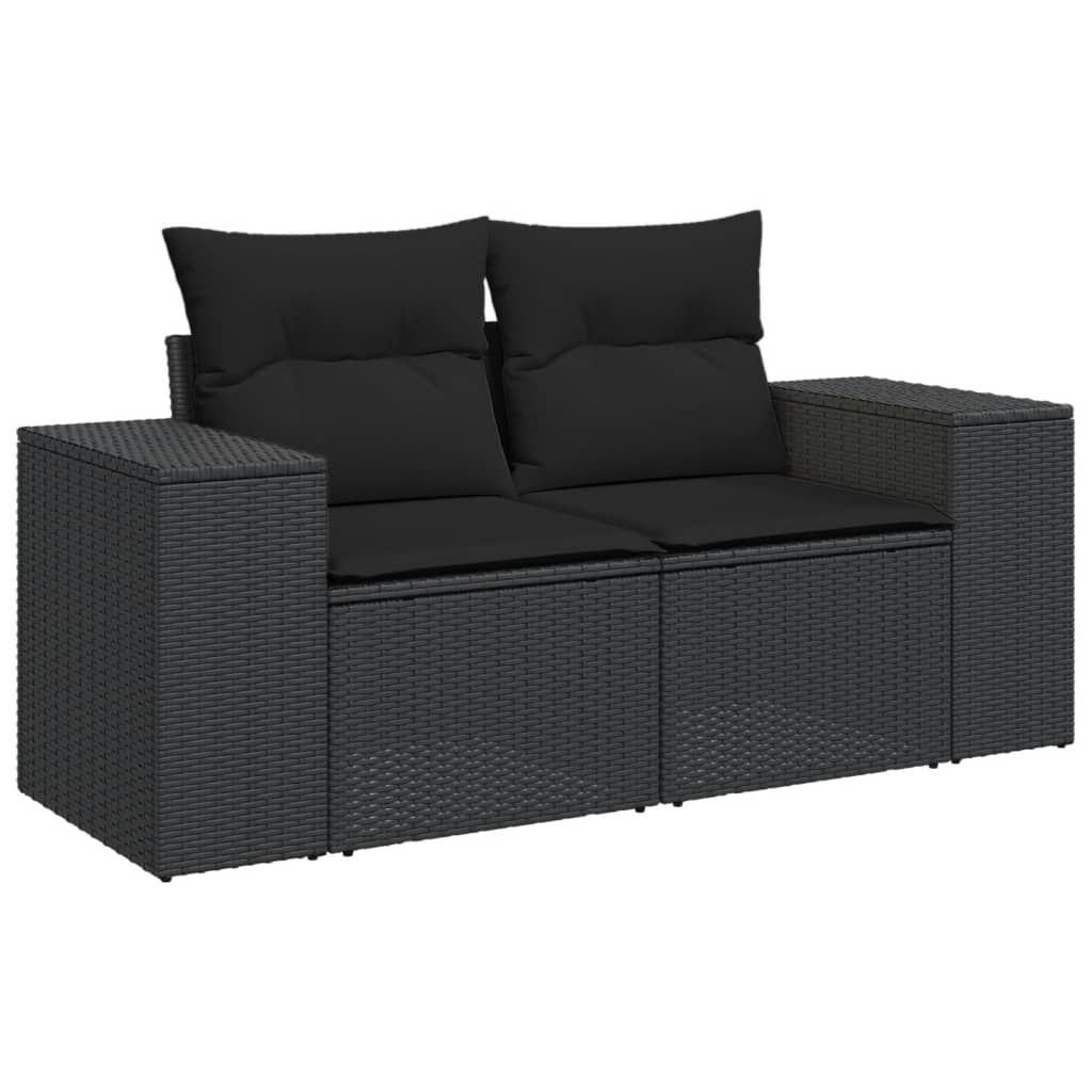 vidaXL Set mobilier de grădină cu perne, 5 piese, negru, poliratan vidaXL Set mobilier de grădină cu perne, 5 piese, negru, poliratan