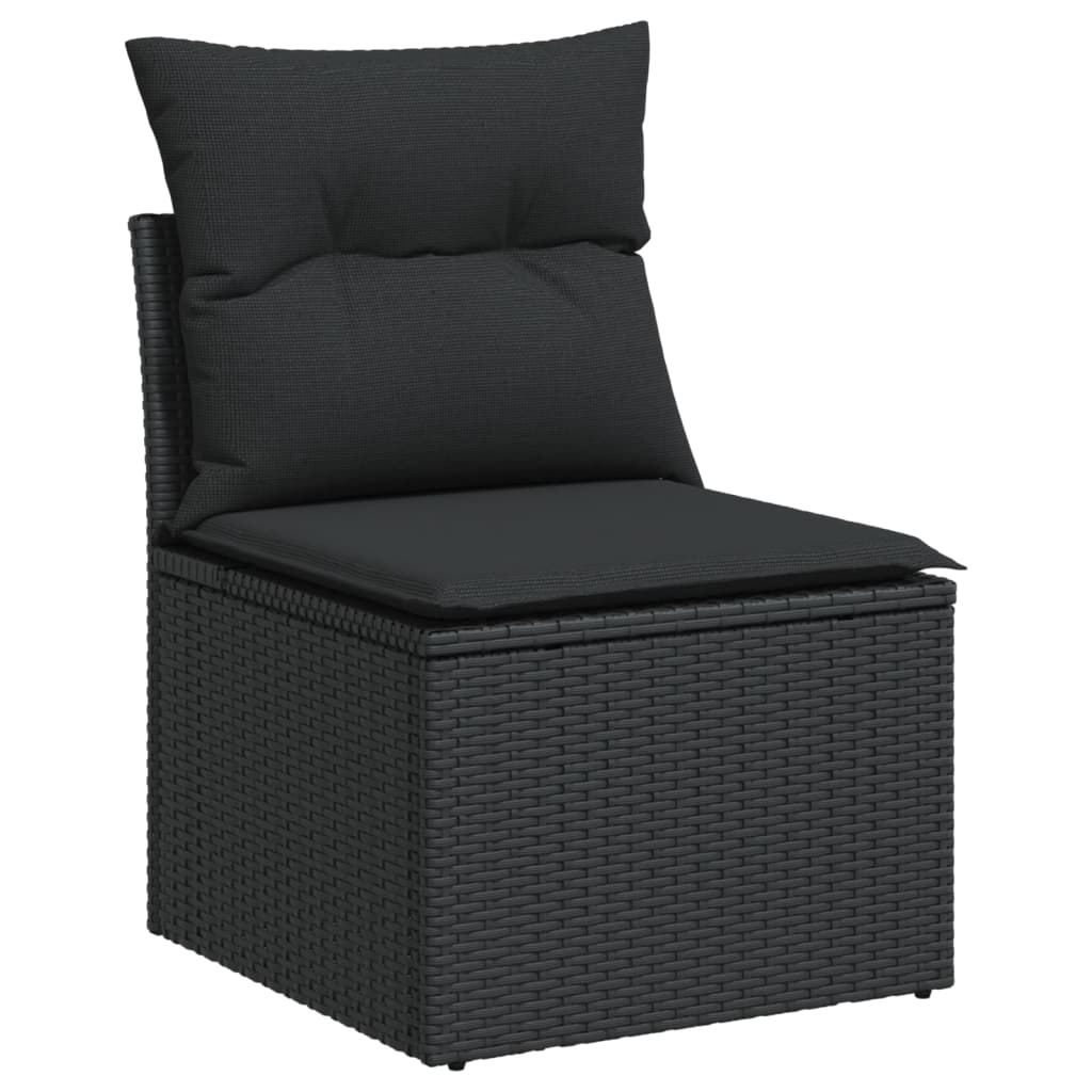 vidaXL Set mobilier de grădină cu perne, 6 piese, negru, poliratan vidaXL Set mobilier de grădină cu perne, 6 piese, negru, poliratan