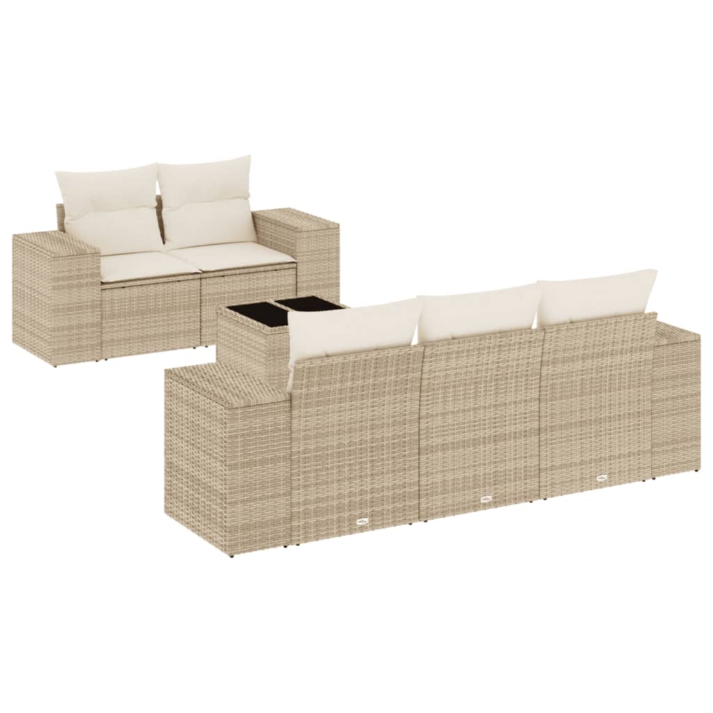 vidaXL Set canapele de grădină cu perne, 6 piese, bej, poliratan vidaXL Set canapele de grădină cu perne, 6 piese, bej, poliratan