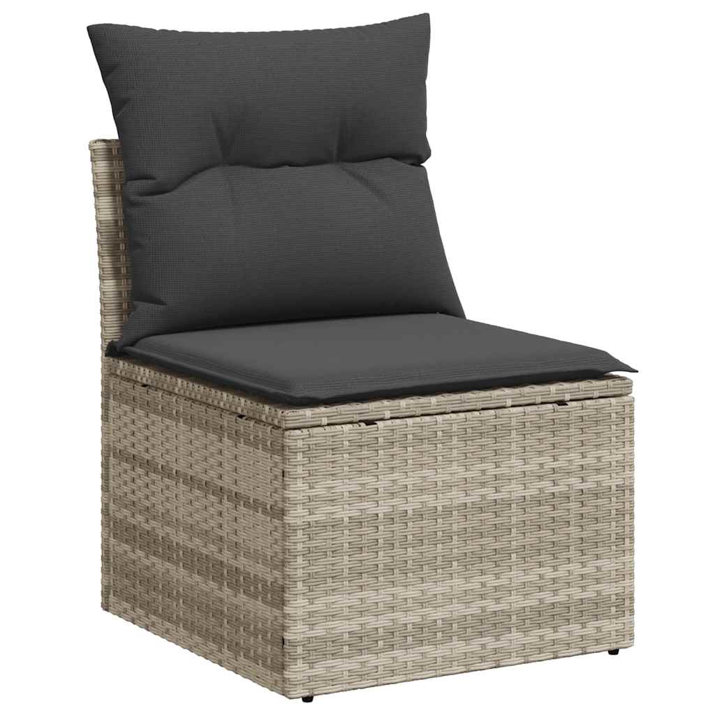 vidaXL Set mobilier de grădină cu perne, 8 piese gri deschis poliratan vidaXL Set mobilier de grădină cu perne, 8 piese gri deschis poliratan