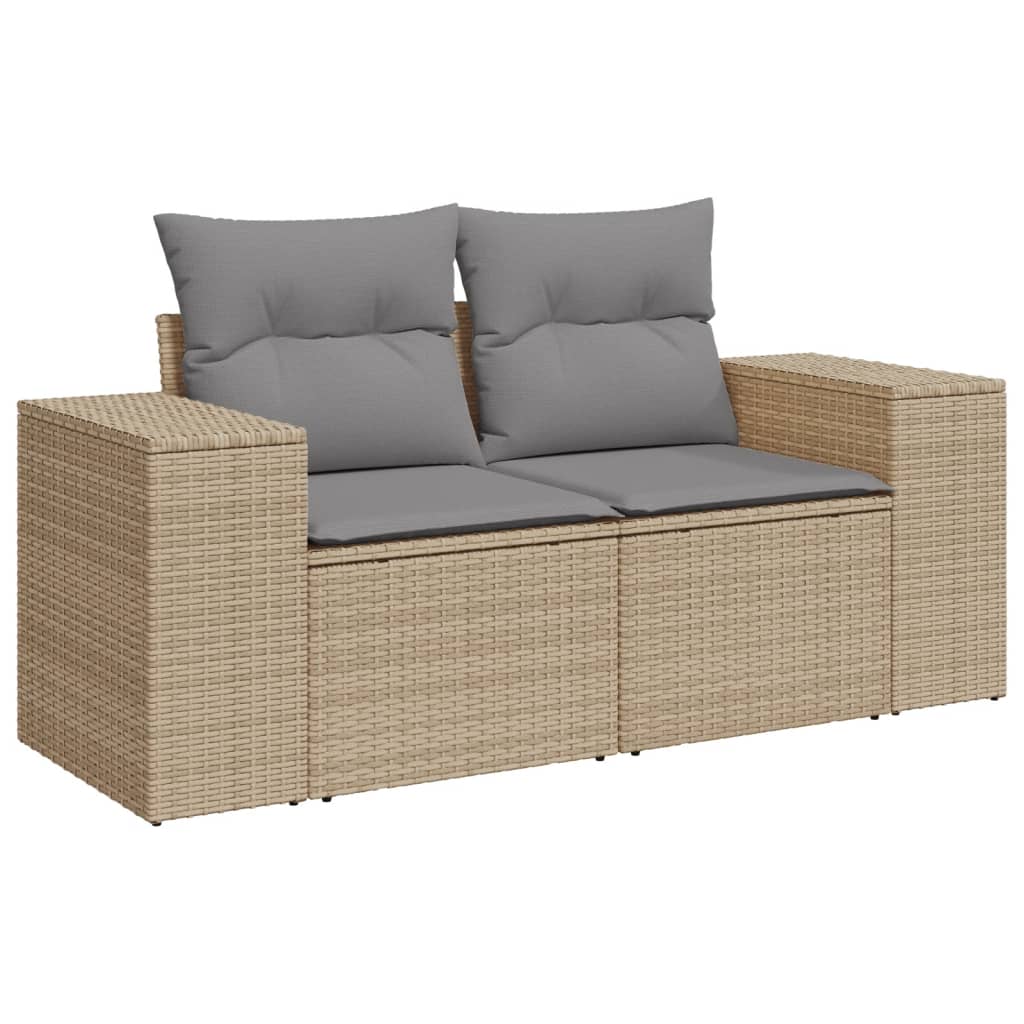 vidaXL Set canapele de grădină, 8 piese, cu perne, bej, poliratan vidaXL Set canapele de grădină, 8 piese, cu perne, bej, poliratan