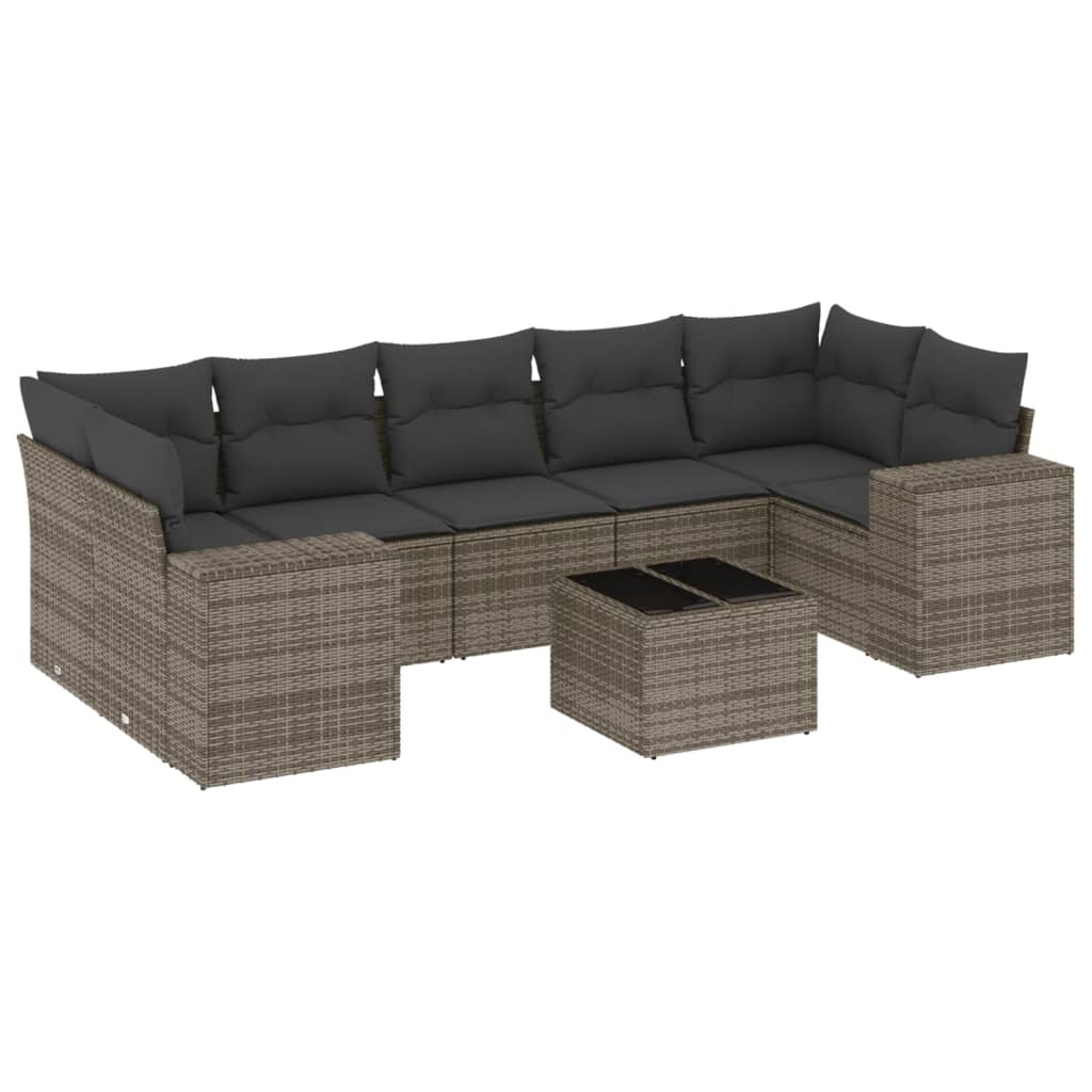 vidaXL Set canapele de grădină cu perne, 8 piese, gri, poliratan