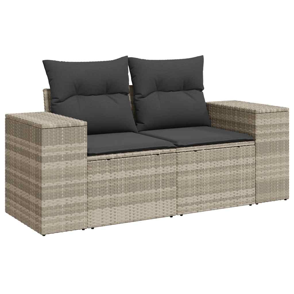 vidaXL Set mobilier de grădină cu perne, 8 piese gri deschis poliratan vidaXL Set mobilier de grădină cu perne, 8 piese gri deschis poliratan