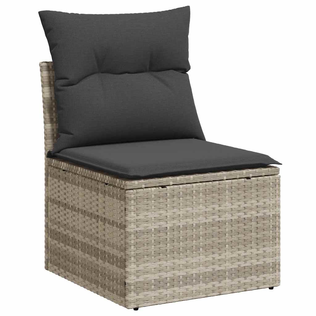 vidaXL Set mobilier de grădină cu perne, 8 piese gri deschis poliratan vidaXL Set mobilier de grădină cu perne, 8 piese gri deschis poliratan