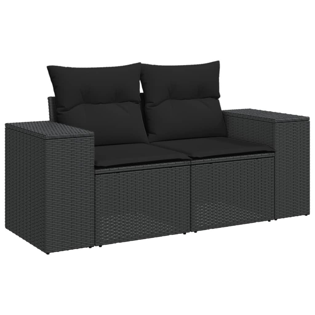 vidaXL Set mobilier de grădină cu perne, 9 piese, negru, poliratan vidaXL Set mobilier de grădină cu perne, 9 piese, negru, poliratan