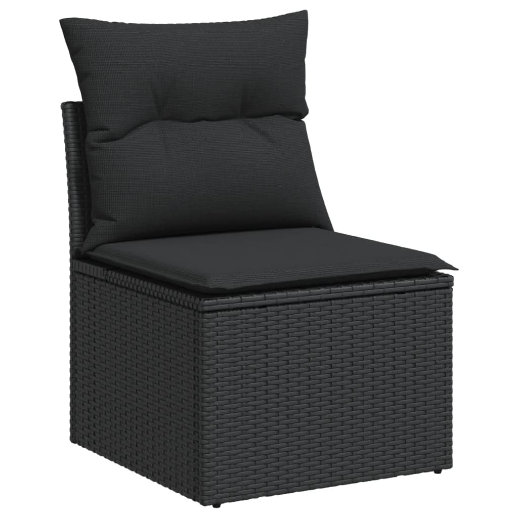 vidaXL Set mobilier de grădină cu perne, 9 piese, negru, poliratan vidaXL Set mobilier de grădină cu perne, 9 piese, negru, poliratan